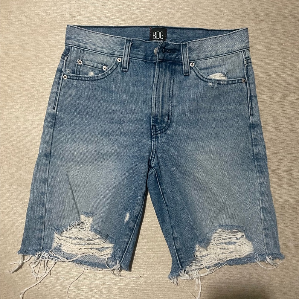 BDG UO Men's Blue Distressed Denim Shorts